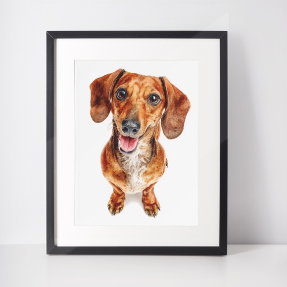 Watercolor Dachshund Dog Portrait Art Print – Unframed Fine Art Poster - Picture 3 of 5